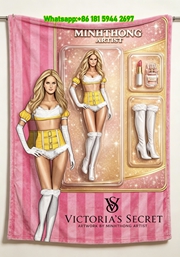 Victoria's Secret Angel Doll Art Flannel Fleece Throw Blanket V176